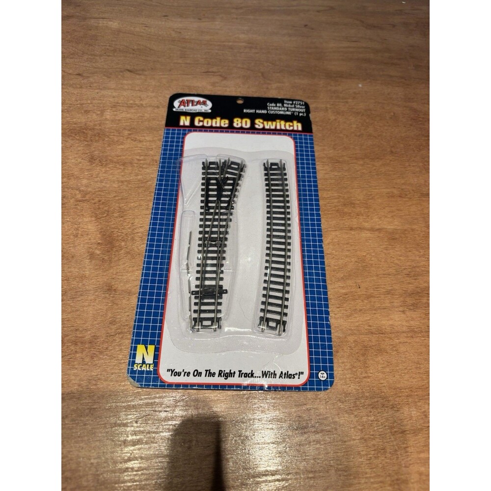 Atlas N Scale Code 80 Custom Right-Hand Turnout/Switch Model Train Track 2751